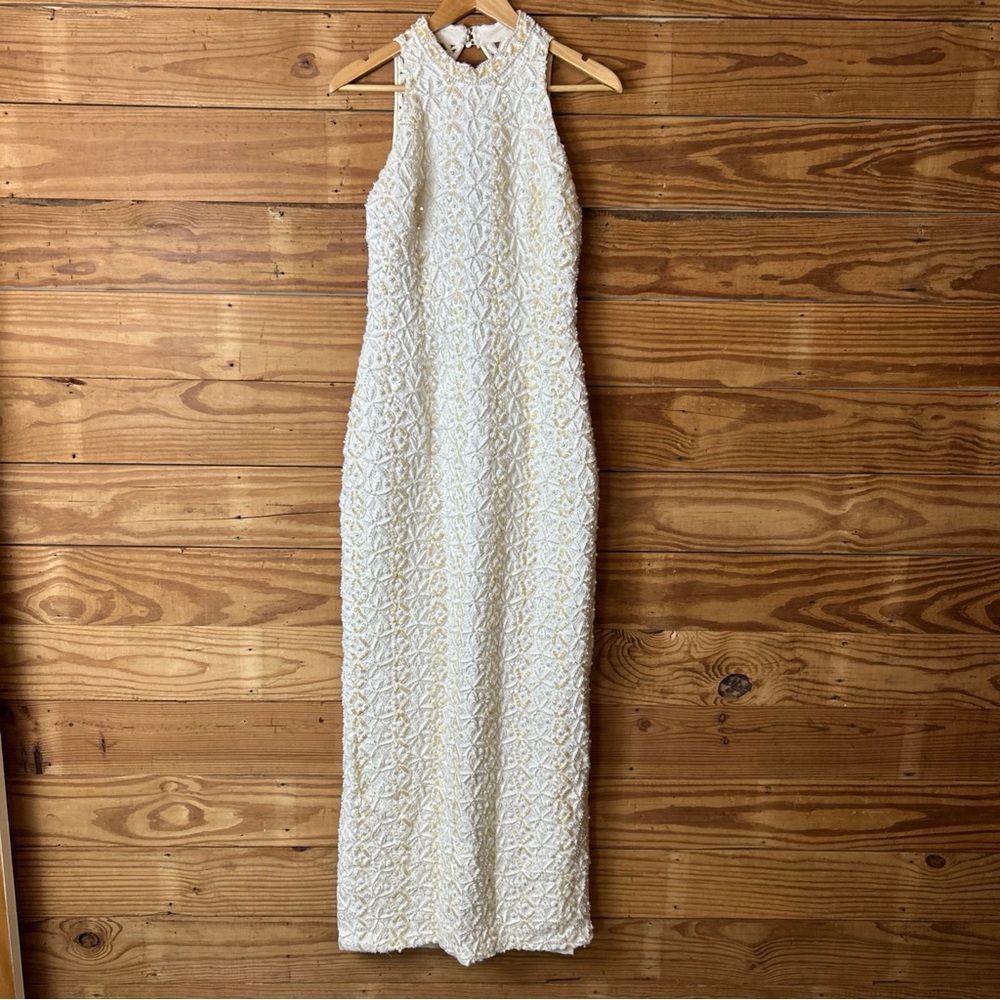 Chic Cream Textured sequin and pearl
wedding dress or speacial occasion